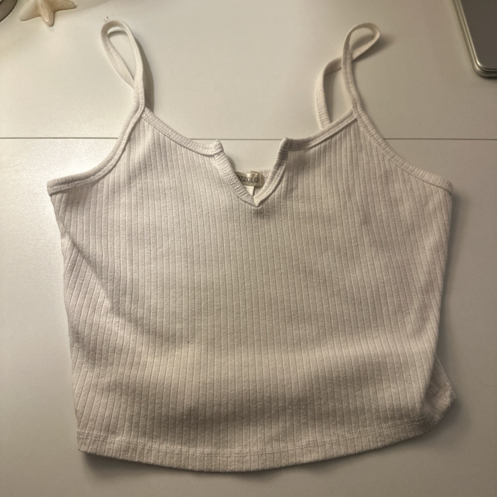 White Ribbed Women's Top